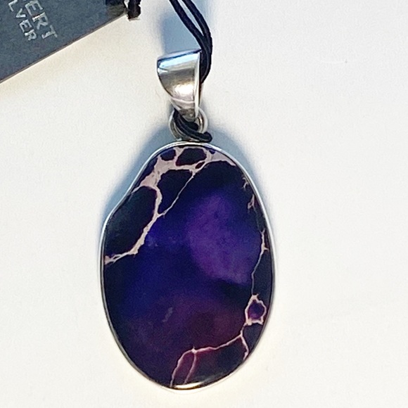 Signed Charles Albert Enhanced Purple Jasper Sterling Silver Necklace - Picture 2 of 8